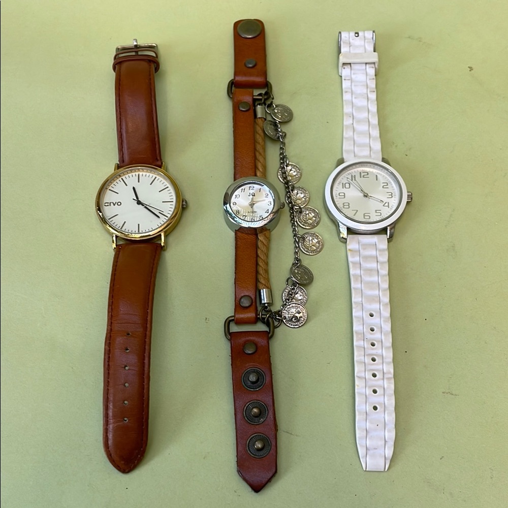 Brown and White Watch Set of Three
